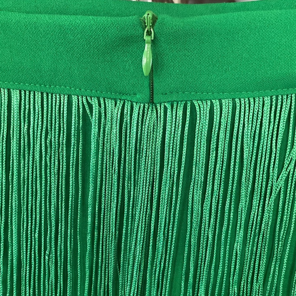 Green fringe Tiered Midi Skirt - Picture 2 of 3